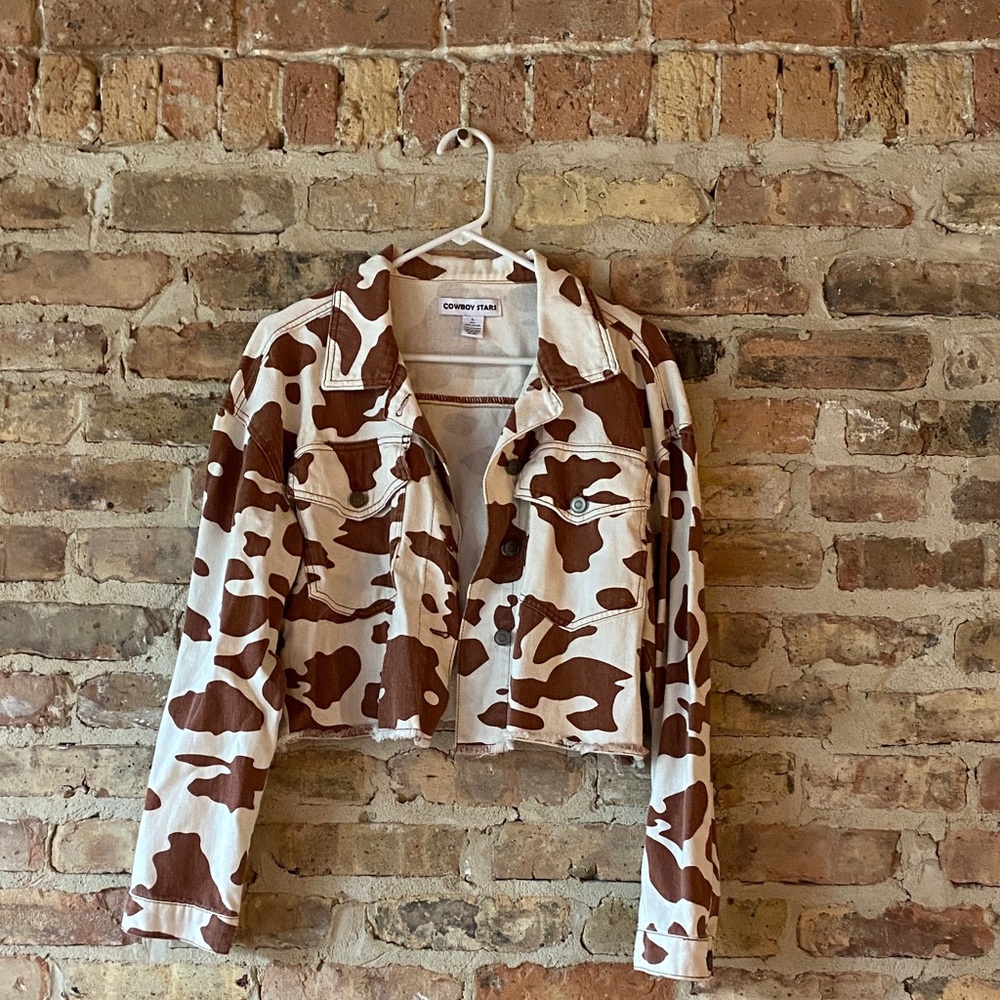 Cow Print Cropped Jacket